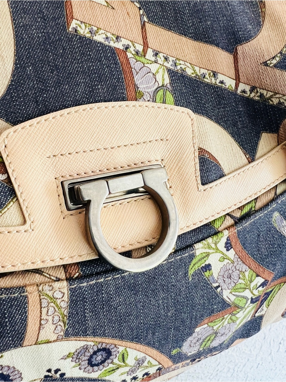 Salvatore Ferragamo Gancini Denim Bag - Picture 5 of 15